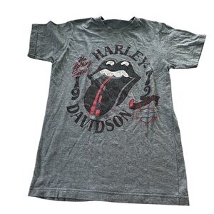 Harley Davidson x Rolling Stones Mens Gray Graphic T-Shirt Size Small Sanford
